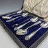 Around 1920 English antique silver plate 6 teaspoon & tongs set in case